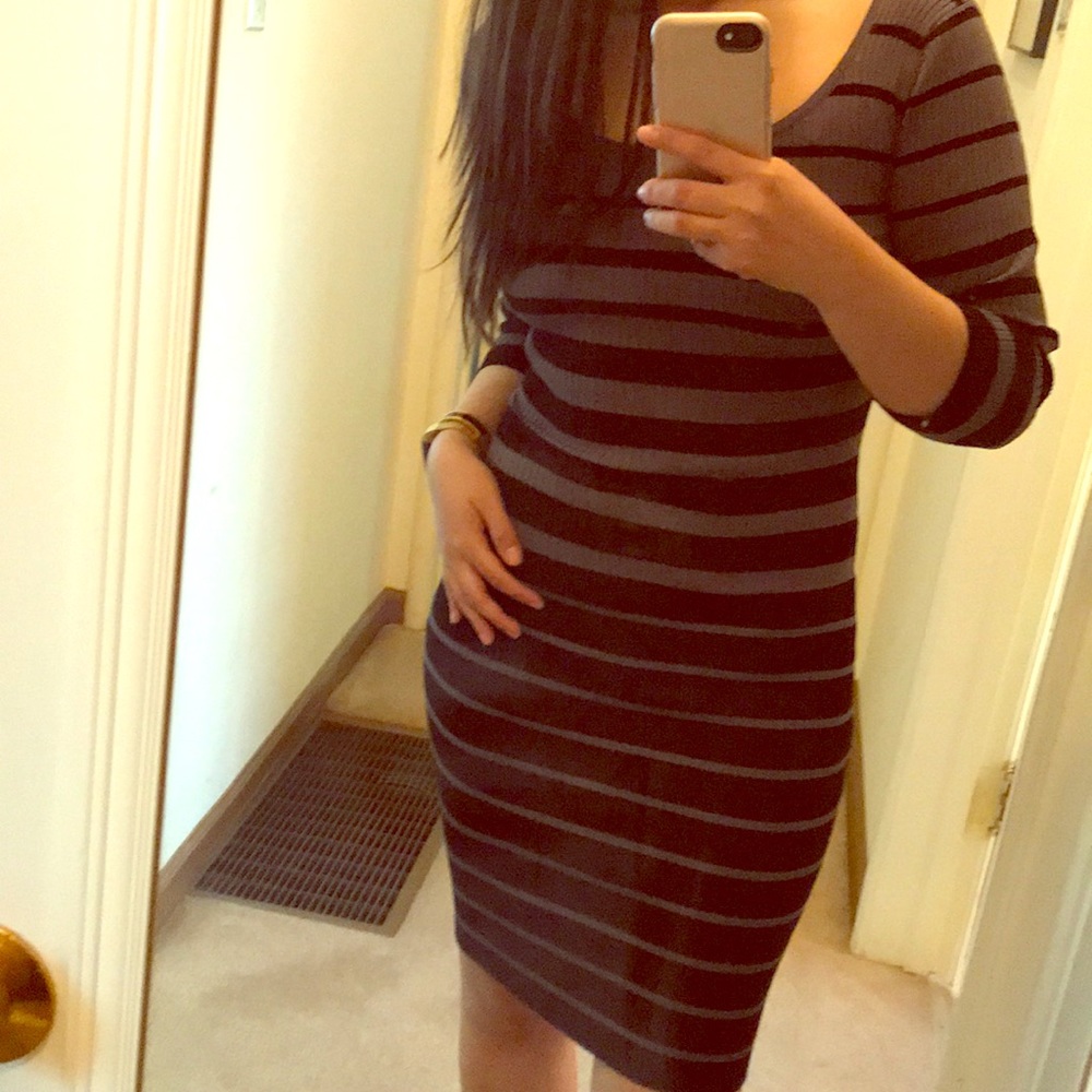 Super soft stretchy midi dress with 3/4 sleeves